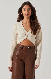 NWT  the Label Knot Front Cropped Sweater Cream / Size M