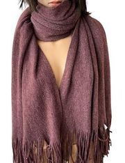 Free People Dark Red Wine Kolby Brushed Oversized Fringe Wrap Scarf One …