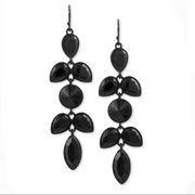 Guess Black-Tone Jet Stone Drop Earrings Sz OS