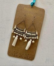 Shiraleah  | Fabia Earrings Ivory Beads Tassel Chandelier Dangling Boho Style