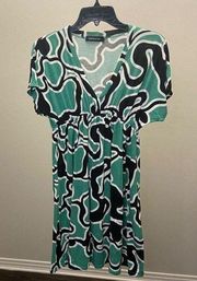 HOURGLASS LILLY Black, Green & White Dress/Coverup