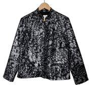 Metallic Silver Black Croc Print Jacket Stand Collar sz 1 (Medium / 8)
