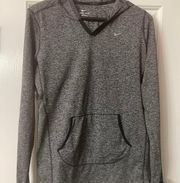 Nike  Grey Running DriFit Womens Long Sleeve Hoodie Shirt