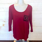 STITCH FIX LOVEAPPELLA Red Plaid Pocket Tee Size M