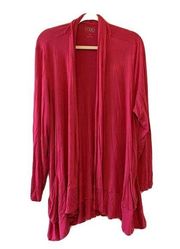 LOGO by Lori Goldstein Plus Size 1X Pink Open Front Drape Cardigan Sweater