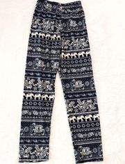 Blue Bohemian Elephant Harem Leggings XS