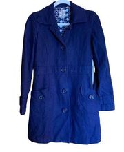 Tulle Anthropologie Womens Size Small Blue Wool Blend Pea Coat Jacket