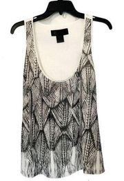 Kardashian Kollection Deep Scoop Racerback Feather Print Tank Small