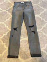 Pistola skinny distressed charcoal wash jeans size 25