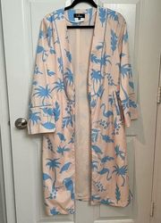 Lulus Flamingo Bird Tree 46” Long Cardigan Kimono