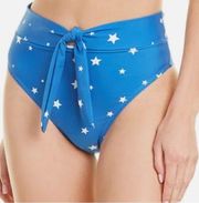 Splendid Bikini Bottom Twinkle Blue Stars Tie-Front High Waist/Leg Bottom S NWT