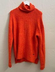 NEW Sweaty Betty Orange Boucle Side Zip Turtleneck Sweater