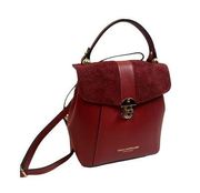 Viola Castelani red ruby leather handbag backpack 548098 made in Italy N…