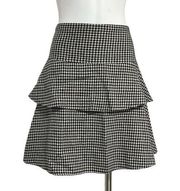 david n Vintage Houndstooth Wool Ruffled Skirt