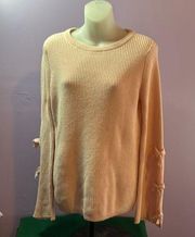 Elle Pullover Pale Pink Sweater Open Bell Sleeves Boatneck Size Small