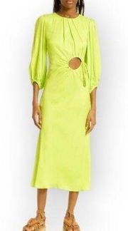 Farm rio Puff-Sleeve runched out cutout lime green Dress Size Small