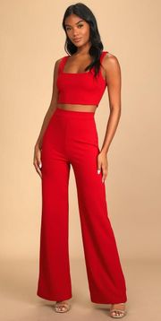 Only Tonight Red Wide-Leg Pants