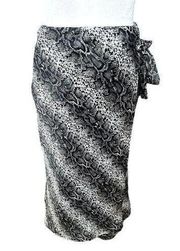 Forgotten Grace Black/White Snake Print Faux Wrap Skirt Pull On S NWT