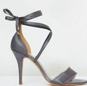 MODE Collective REVOLVE Arielle Strappy Sandal Charcoal Satin Stiletto Heel US 6