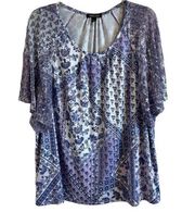 Roz & Ali Women’s Purple Floral Short Sleeve Blouse. Size 2X