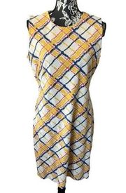 J. McLaughlin Sheath Dress Womens Colorful Blue Yellow Large