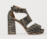 H&M platform zebra print sandals SZ 40/9.5-10US  B66