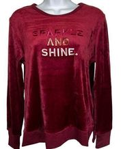 KATE SPADE Dark Pink Velvet Sparkle and Shine Lounge Top Only NWOT Size Small