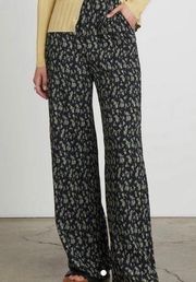 Who What Wear Madden High Waisted 1X Ditsy Floral Pants Straight Wide Leg Black