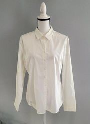 New York & Company Stretch White Button Down Shirt L