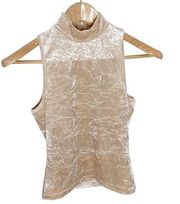 525 America mockneck champagne crinkled tank top size XS