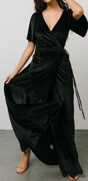 Baltic Born Meghan Velvet Wrap Maxi Dress: Black