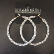 Nicole Miller Silver Glittery Hoops