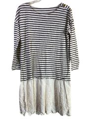 Soft Surroundings Dress Women's Petite Small Black White Striped Left Blank Top