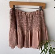 Frye Skirt Womens Small Brown Smocked Cara Boho Fairy Summer Whimsical