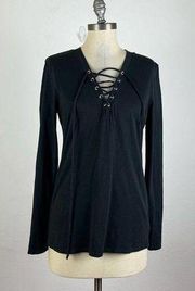 Joe’s Jeans Black Front Tie Blouse Medium