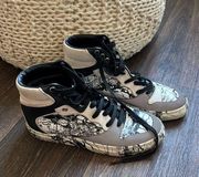 BALENCIAGA Calfskin Suede Rubber Marble High Top Sneakers