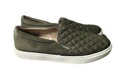 A New Day Reese Quilted Olive Green Slip On Sneakers Shoes Size 8.5