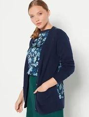 J by Jason Wu Navy Mixed Media Cardigan