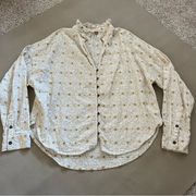 Anthropologie PILCRO Tavi Button-down embroidery top, Size S