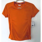 NWT Marmot Womens Race Kate Vneck Orange Short Sleeve 50 UPF Knit Shirt Sz S