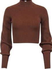 Reformation Brown Ribbed Cashmere "Osteria" Open Back Crop Sweater Sz XS