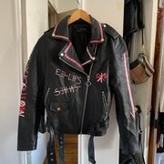 Graphic Faux Leather Jacket