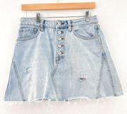 Free People We the Free Light Wash Denim Skirt Button Fly size 28