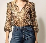 Womens Size XS Alice + Olivia Sheer Leopard Top EUC