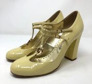 patent leather stacked heels, size 9, made in Italy