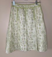 100% Silk Floral Box Pleat Skirt.  Very good preowned condition  Side button closure  Perfect for Easter, Spring and Summer Sz 0