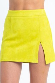 Lime Green Slit Mini Skirt