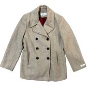 Calvin Klein Women's Double Breasted Peacoat Tan Wool Blend Size 14