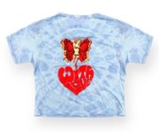 Lady Butterfly cropped short sleeve Tee Blue