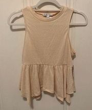 Tan Beige Sleeveless Peplum Tank Top Blouse S NWT